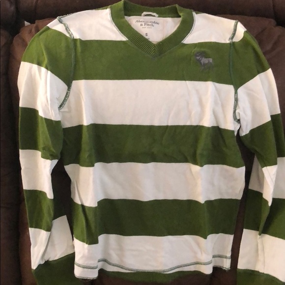 Green and white striped long sleeve tee from A&F - Picture 1 of 2